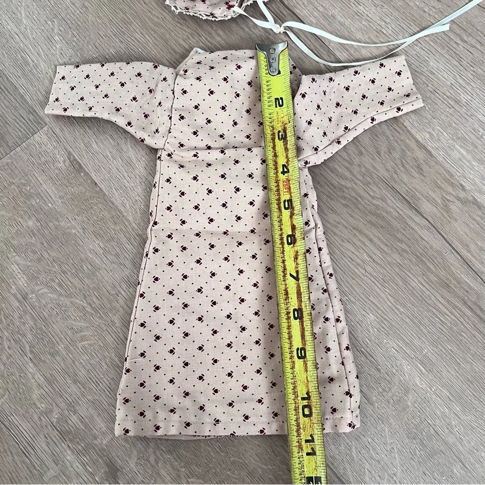 Vintage‎ 2 PCs Set Doll Cotton Clothing Pink Flowers - Dress Coat & Hat